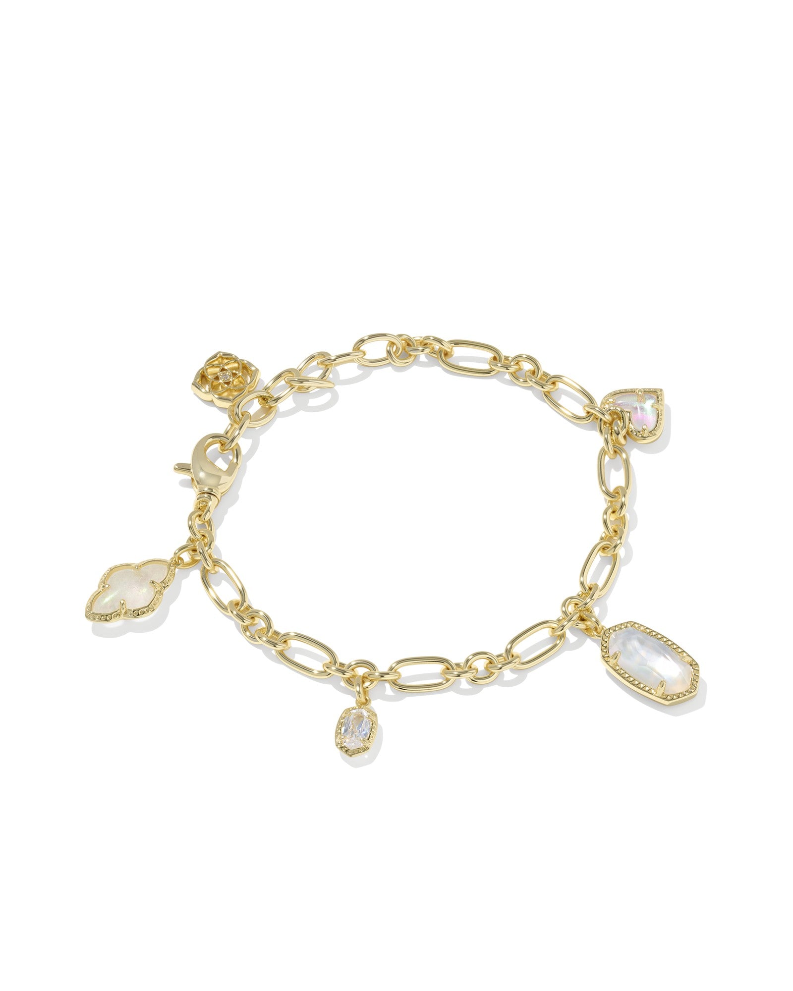 Kendra scott gold ICON CHARM BRACELET GOLD NEUTRAL MIX on white background