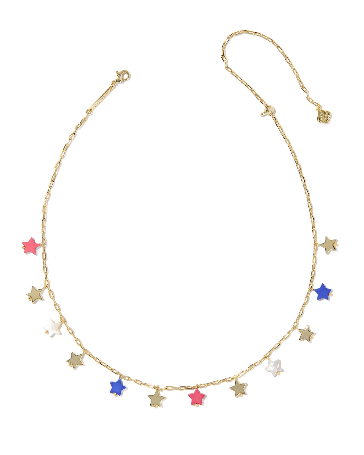 Kendra Scott Necklace with colorful star-shaped pendants on a white background