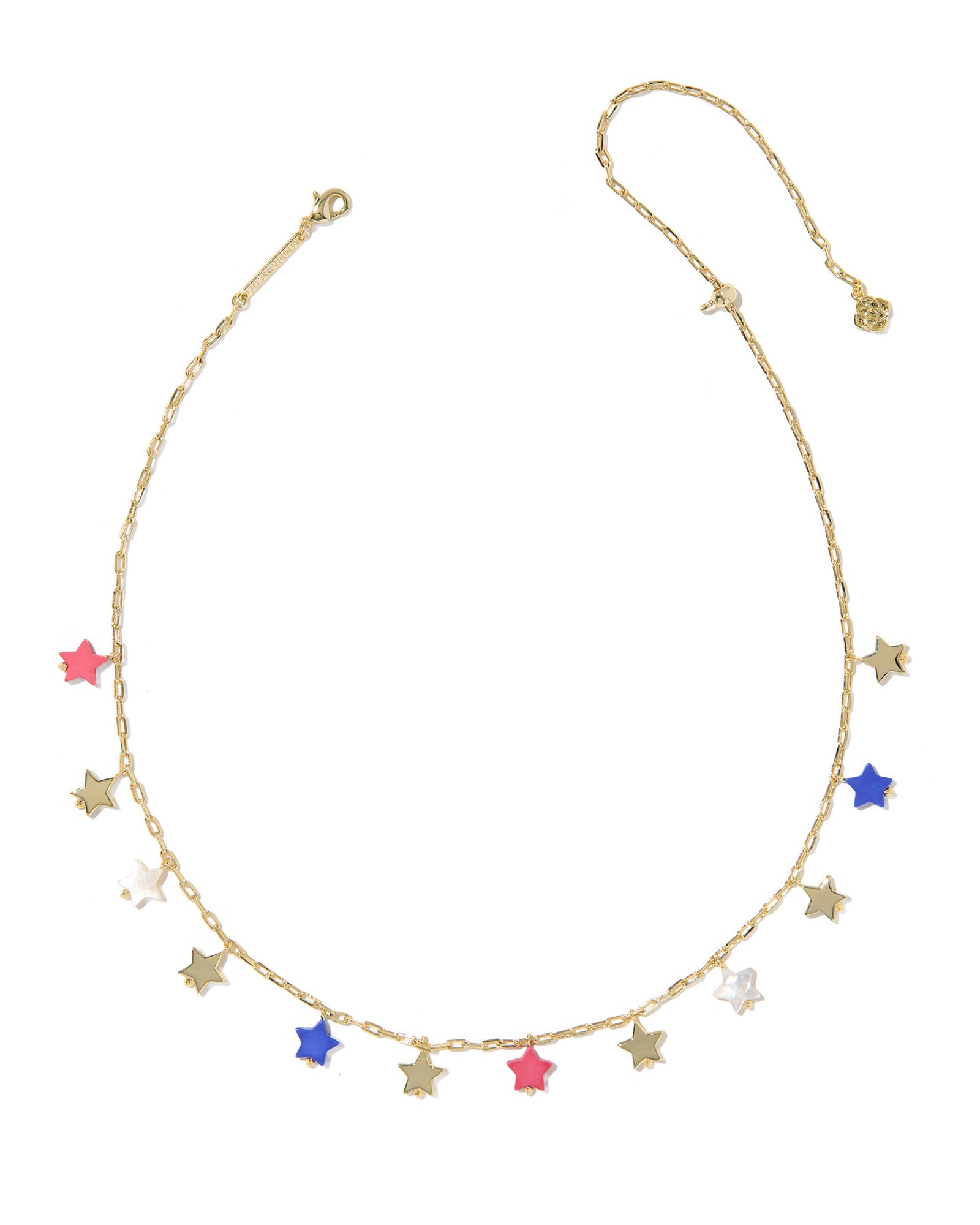 Kendra Scott Necklace with colorful star-shaped pendants on a white background