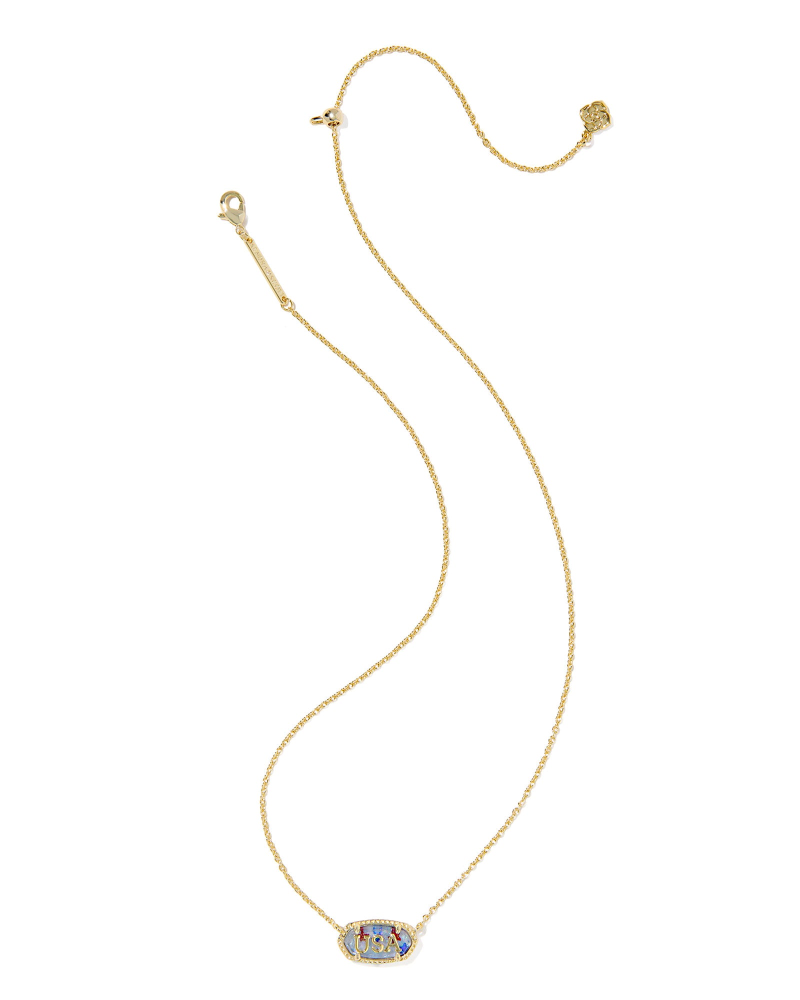 Kendra Scott Gold necklace with a pendant on a white background