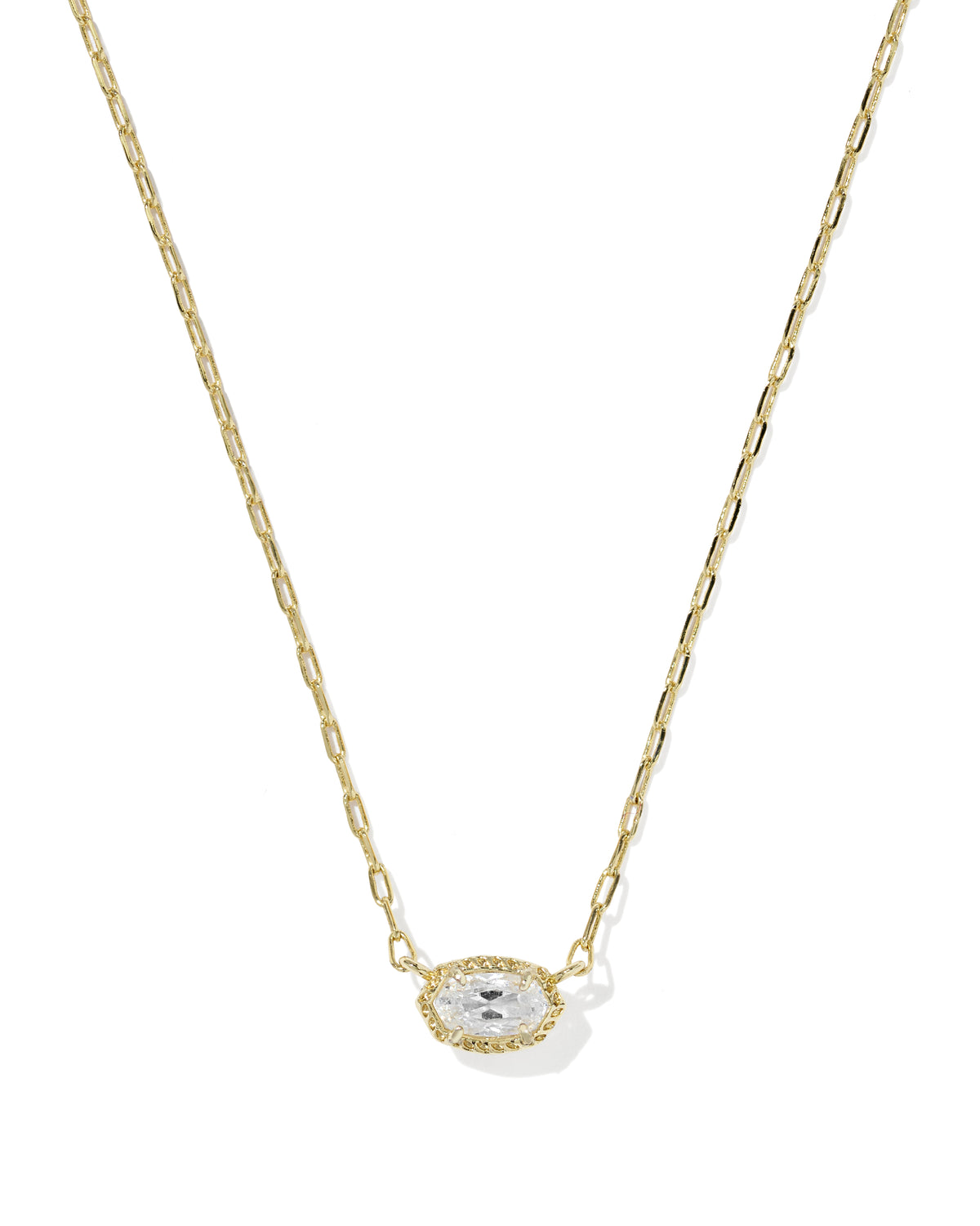 KENDRA SCOTT Mini Elisa Luxe Gold Short Pendant Necklace in White Cz
