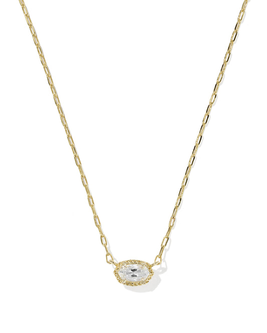 KENDRA SCOTT Mini Elisa Luxe Gold Short Pendant Necklace in White Cz