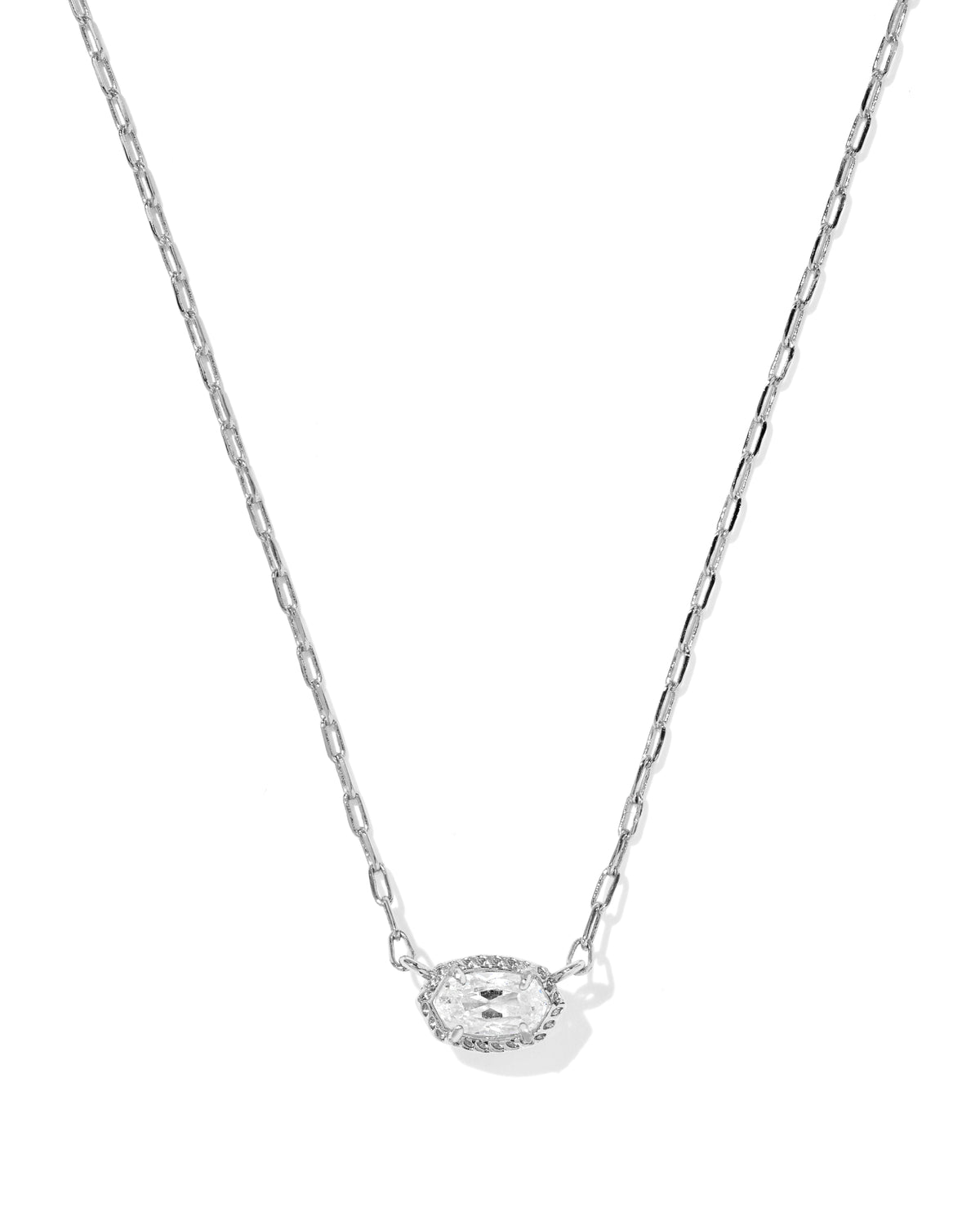 KENDRA SCOTT Mini Elisa Luxe Silver Short Pendant Necklace in White Cz