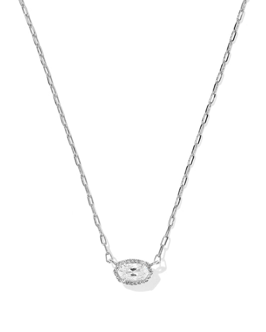 KENDRA SCOTT Mini Elisa Luxe Silver Short Pendant Necklace in White Cz