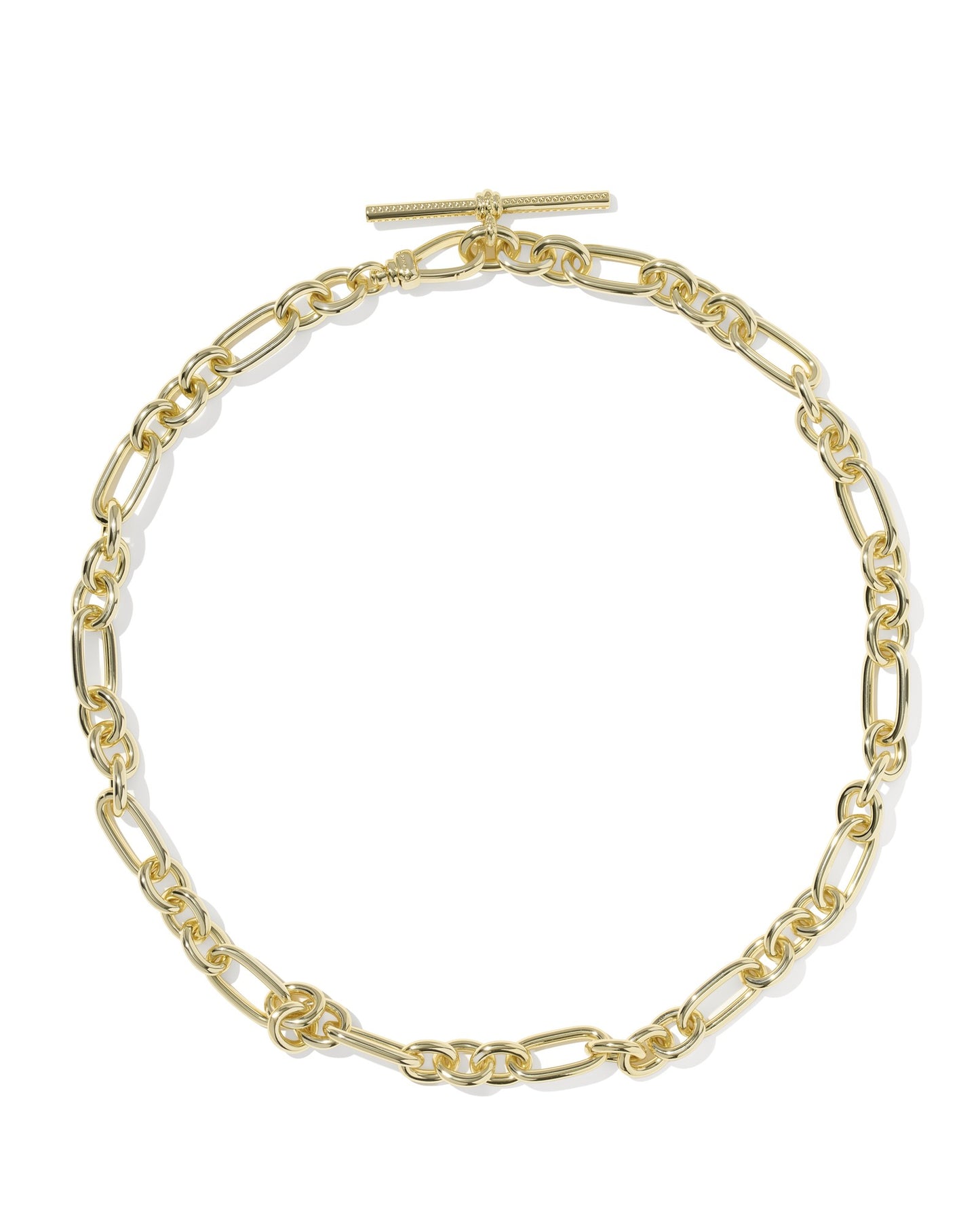 gold chunky chain necklace close up on white background 