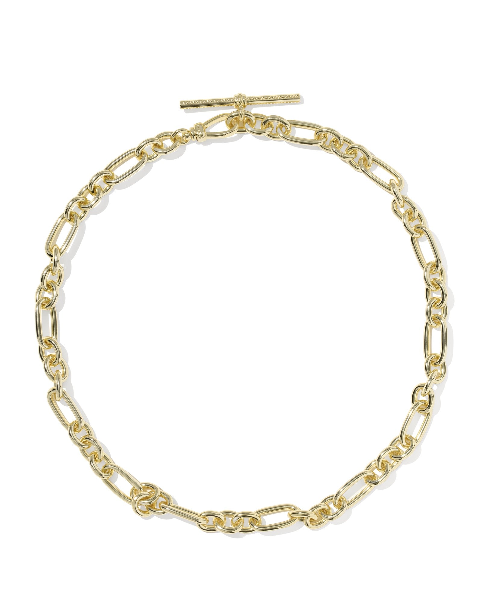 gold chunky chain necklace close up on white background 