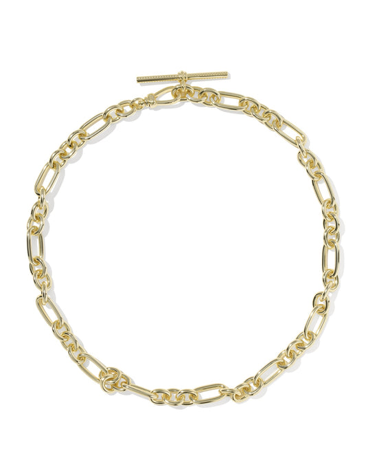 gold chunky chain necklace close up on white background 