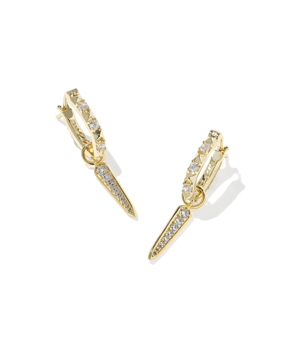 KENDRA SCOTT Fate Charm Gold Huggie Earrings in White Cz