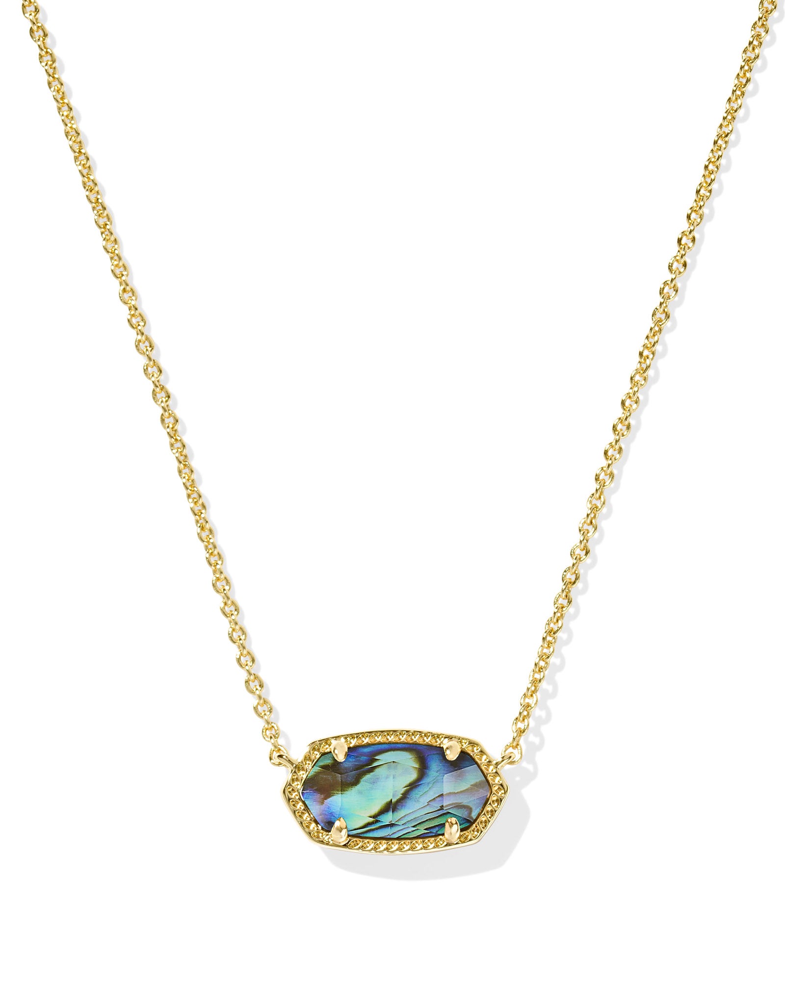 Kendra Scott gold pendant necklace with abalone stone