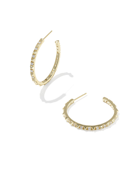 KENDRA SCOTT Fate Hoop Earrings in White Cz