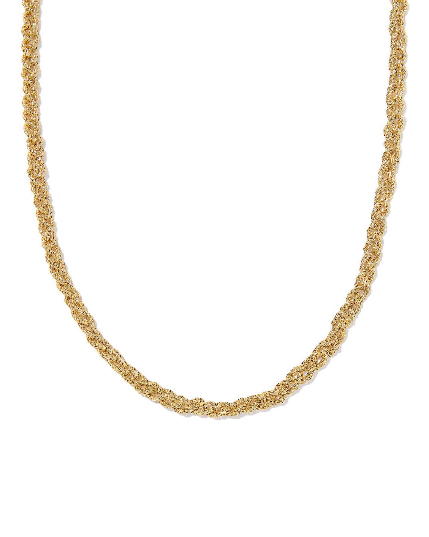 Gold chain necklace on a white background