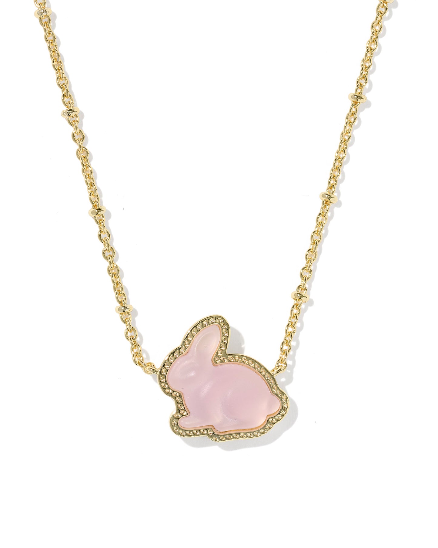KENDRA SCOTT Bunny Short Gold Pendant Necklace in Matte Blush Pink Dichroic Glass