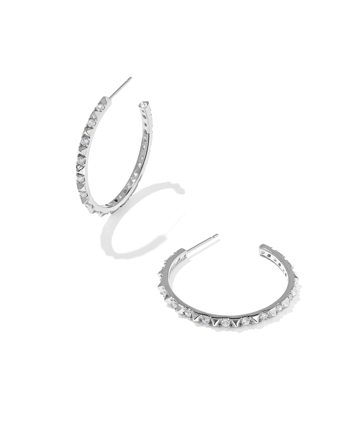 KENDRA SCOTT Fate Silver Hoop Earrings in White Cz