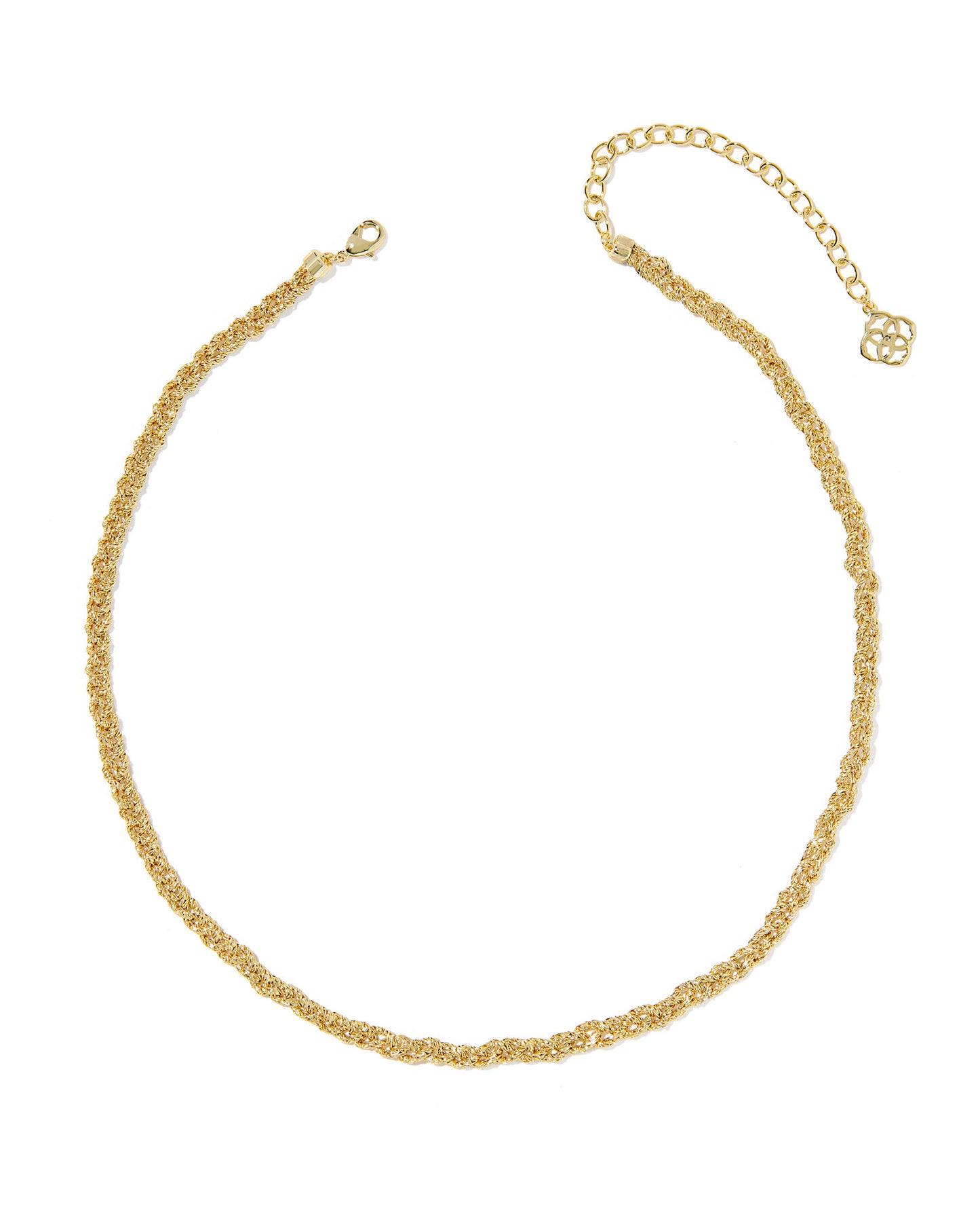 Gold necklace on a white background
