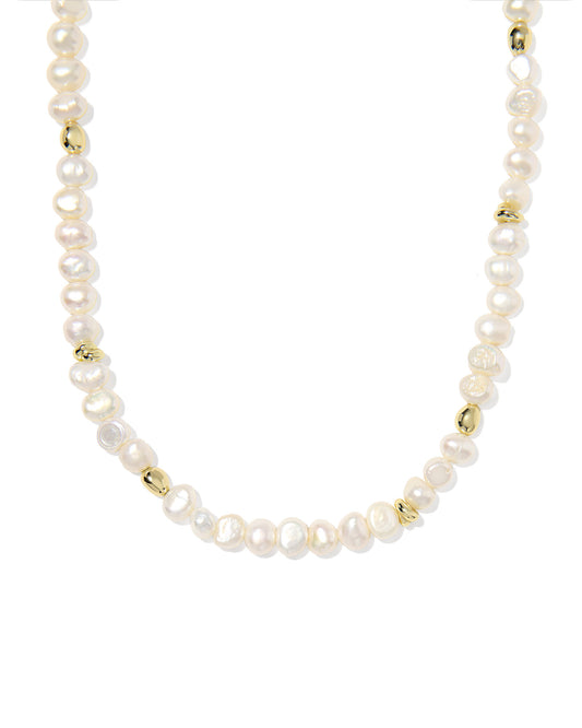 Kendra Scott pearl and gold bead necklace