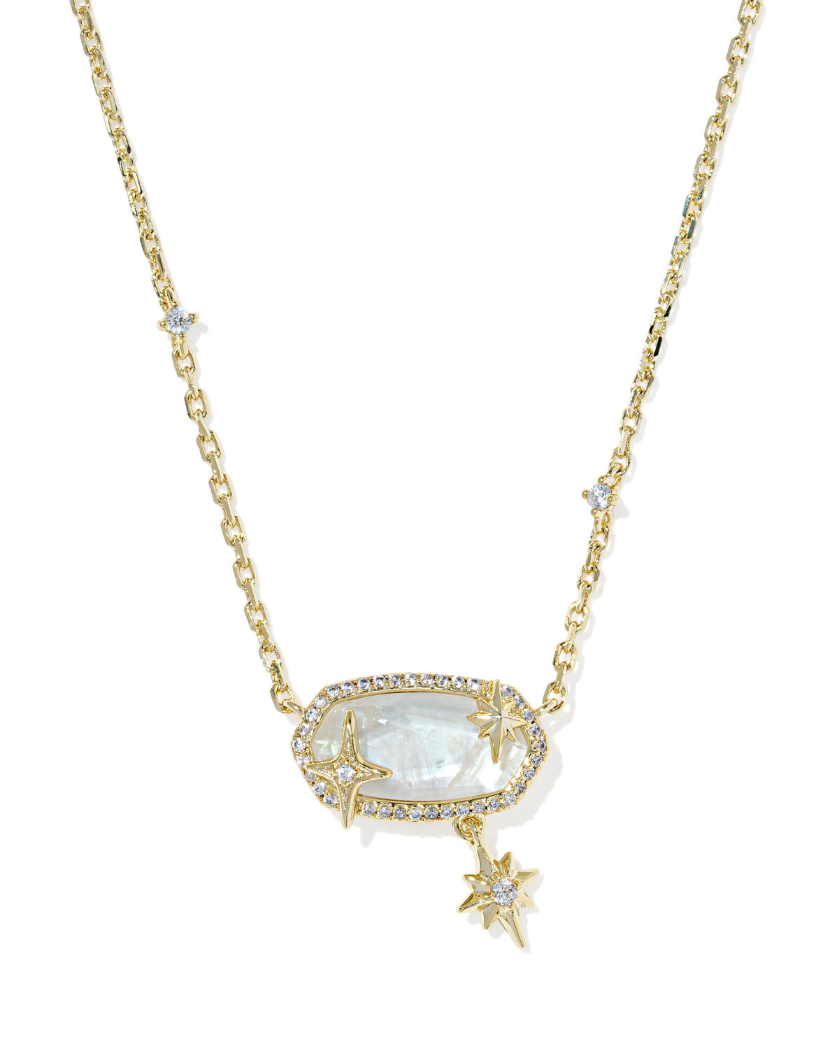 KENDRA SCOTT Elisa Star Gold Short Pendant Necklace in Crystal Ivory Illusion
