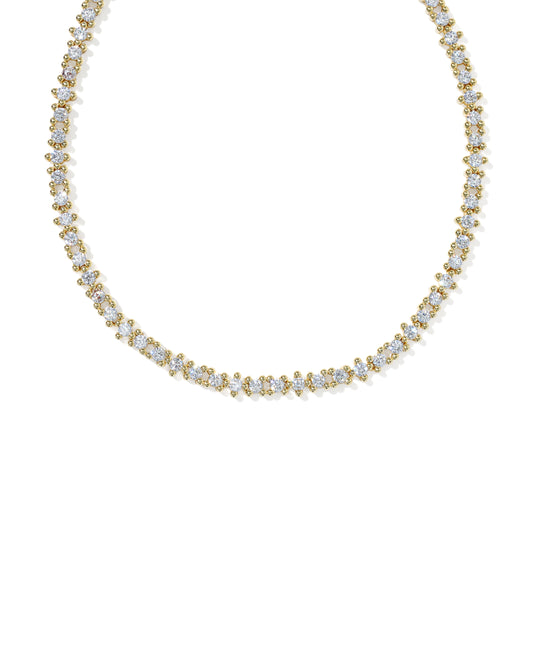 KENDRA SCOTT Fate Gold Tennis Necklace in White Cz