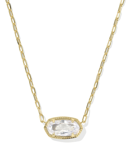 KENDRA SCOTT Elisa Gold Luxe Short Pendant Necklace in White CZ close up 