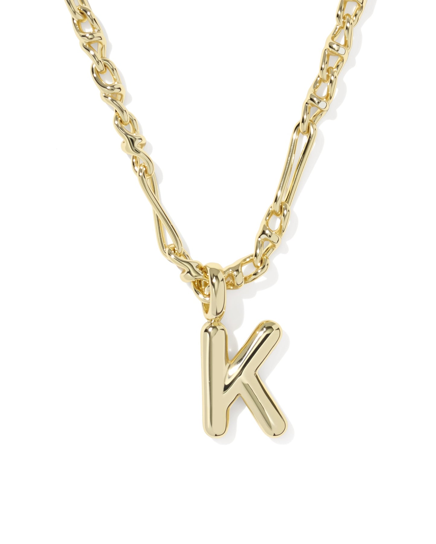 Gold chain necklace with K initial pendant necklace