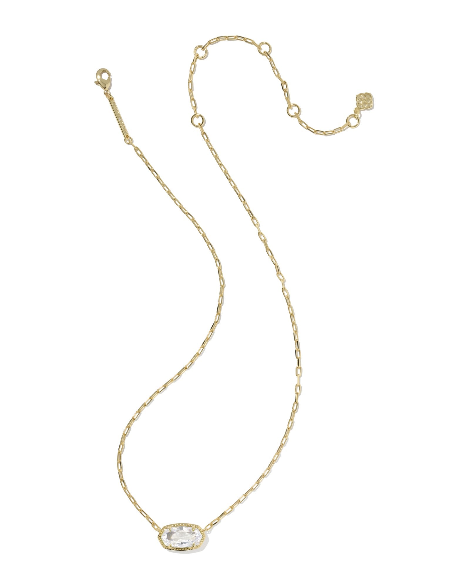 KENDRA SCOTT Elisa Gold Luxe Short Pendant Necklace in White CZ