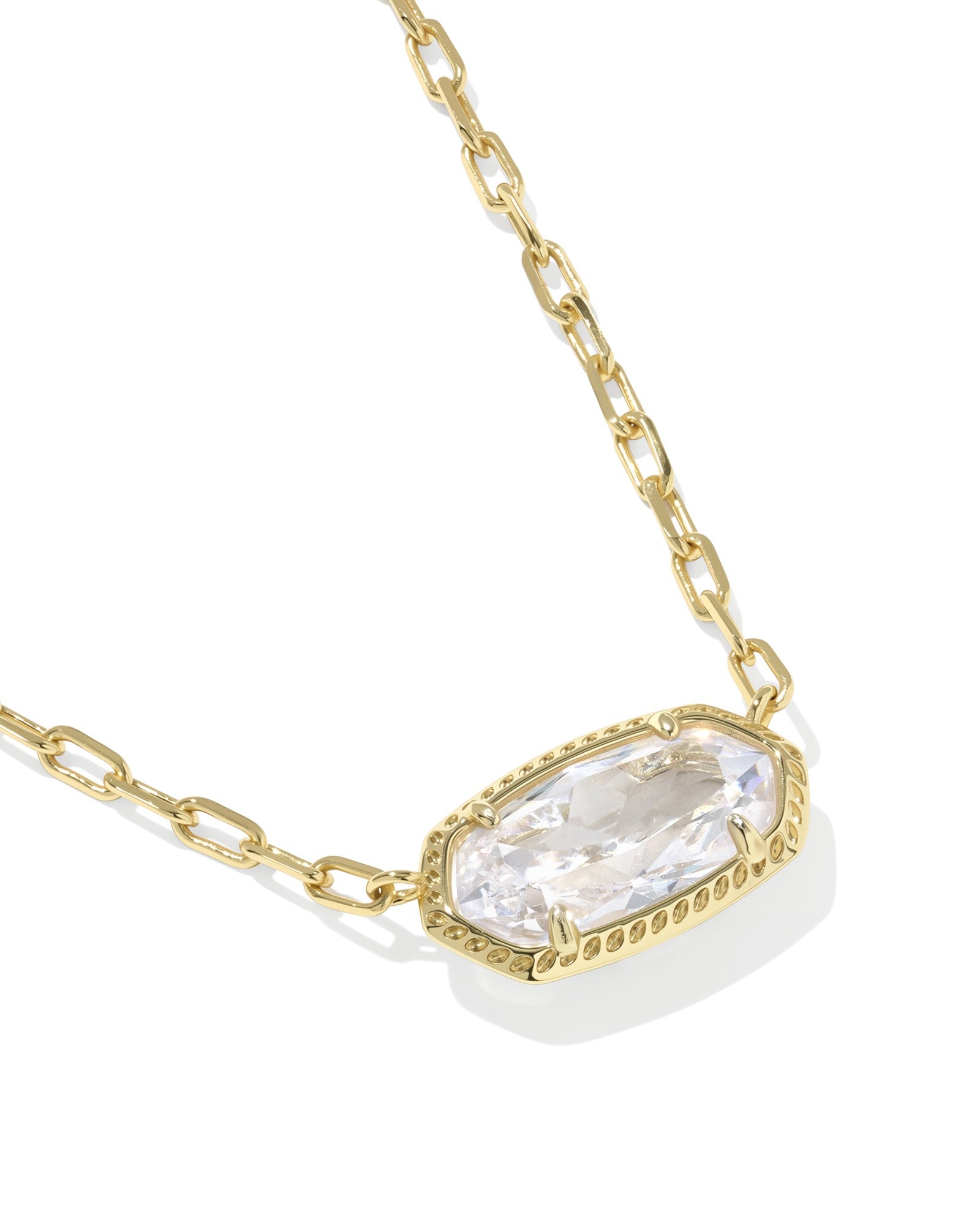 KENDRA SCOTT Elisa Gold Luxe Short Pendant Necklace in White CZ