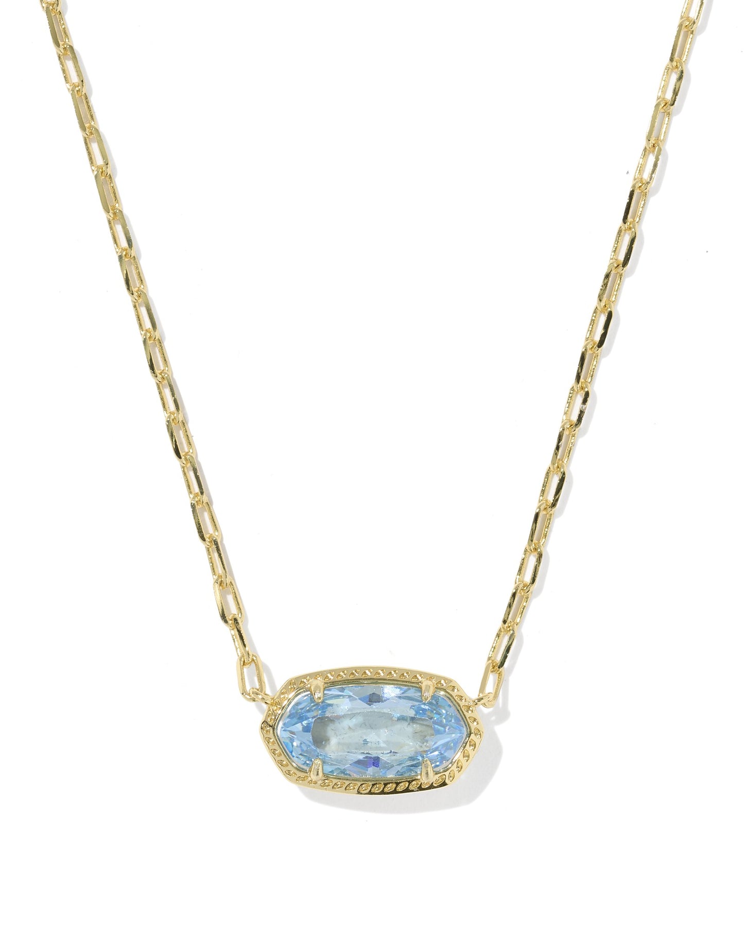 KENDRA SCOTT Elisa Gold Luxe Short Pendant Necklace in Light Blue CZ