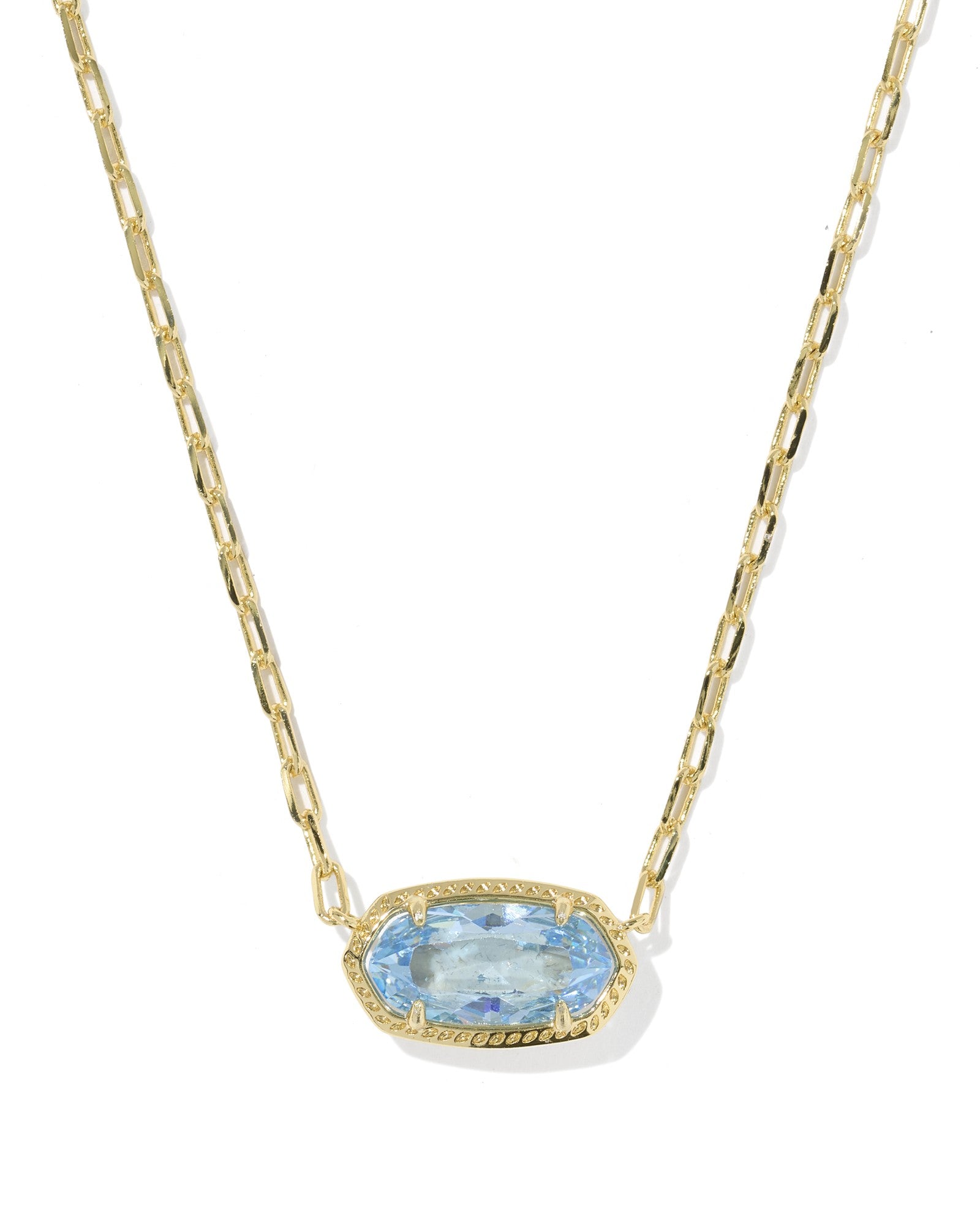 KENDRA SCOTT Elisa Gold Luxe Short Pendant Necklace in Light Blue CZ