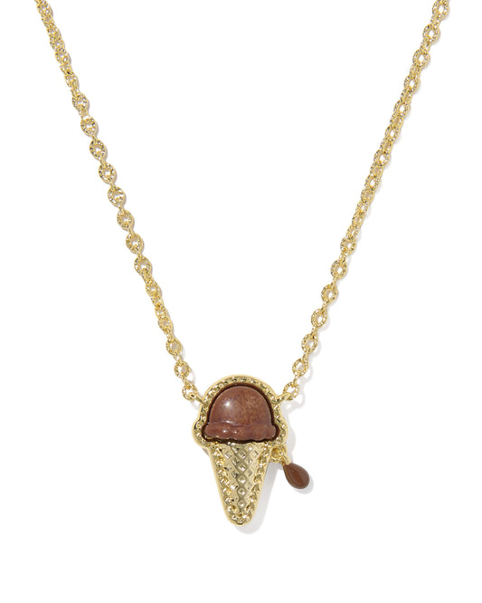 Kendra Scott brown ice cream cone pendant necklace