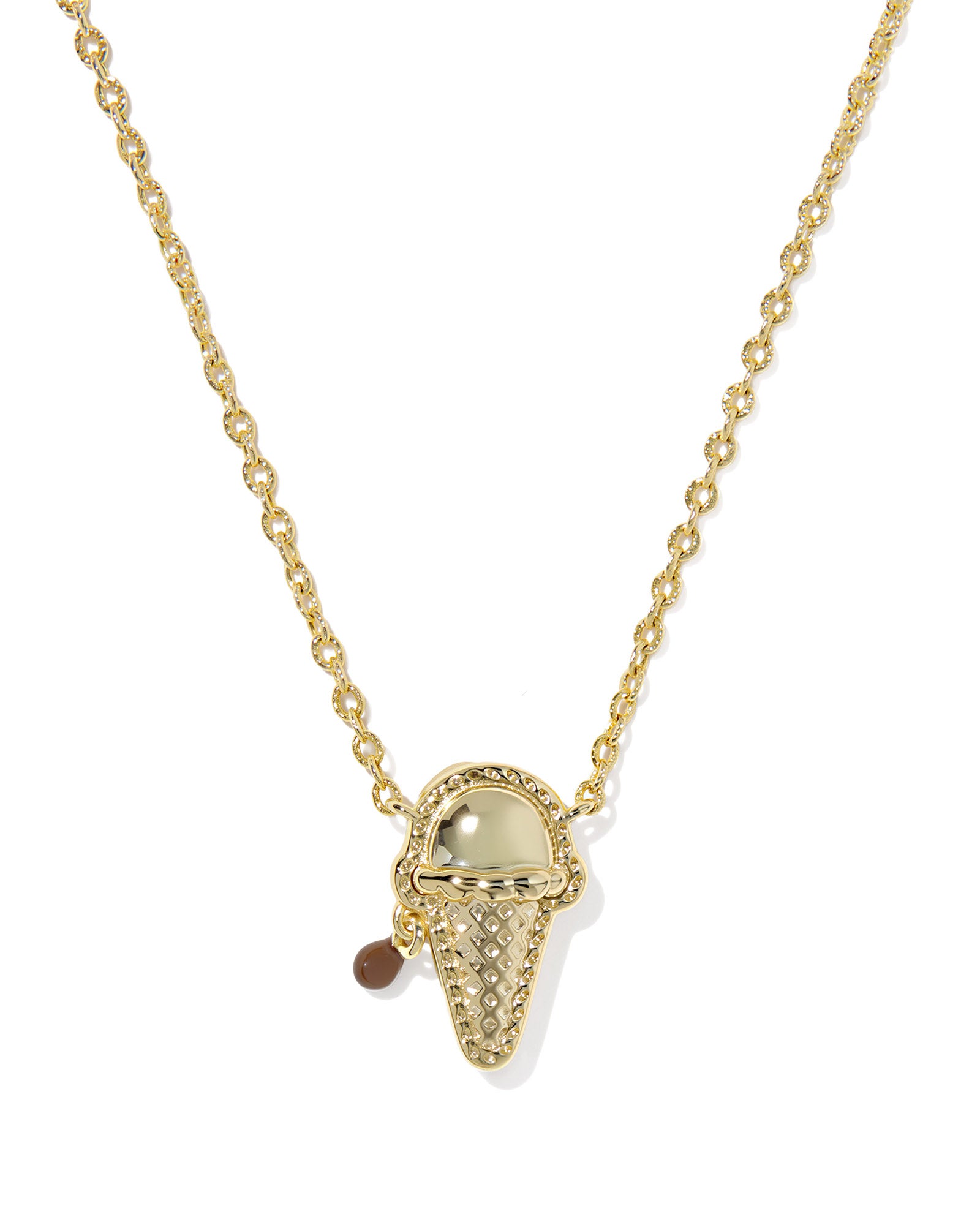 Kendra Scott brown ice cream cone pendant necklace