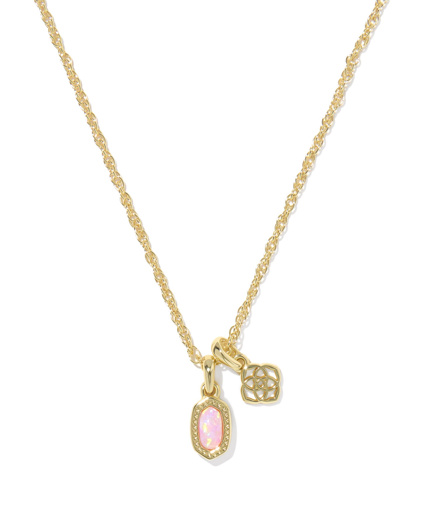 Kendra Scott Pendant necklace with pink stone and KS logo