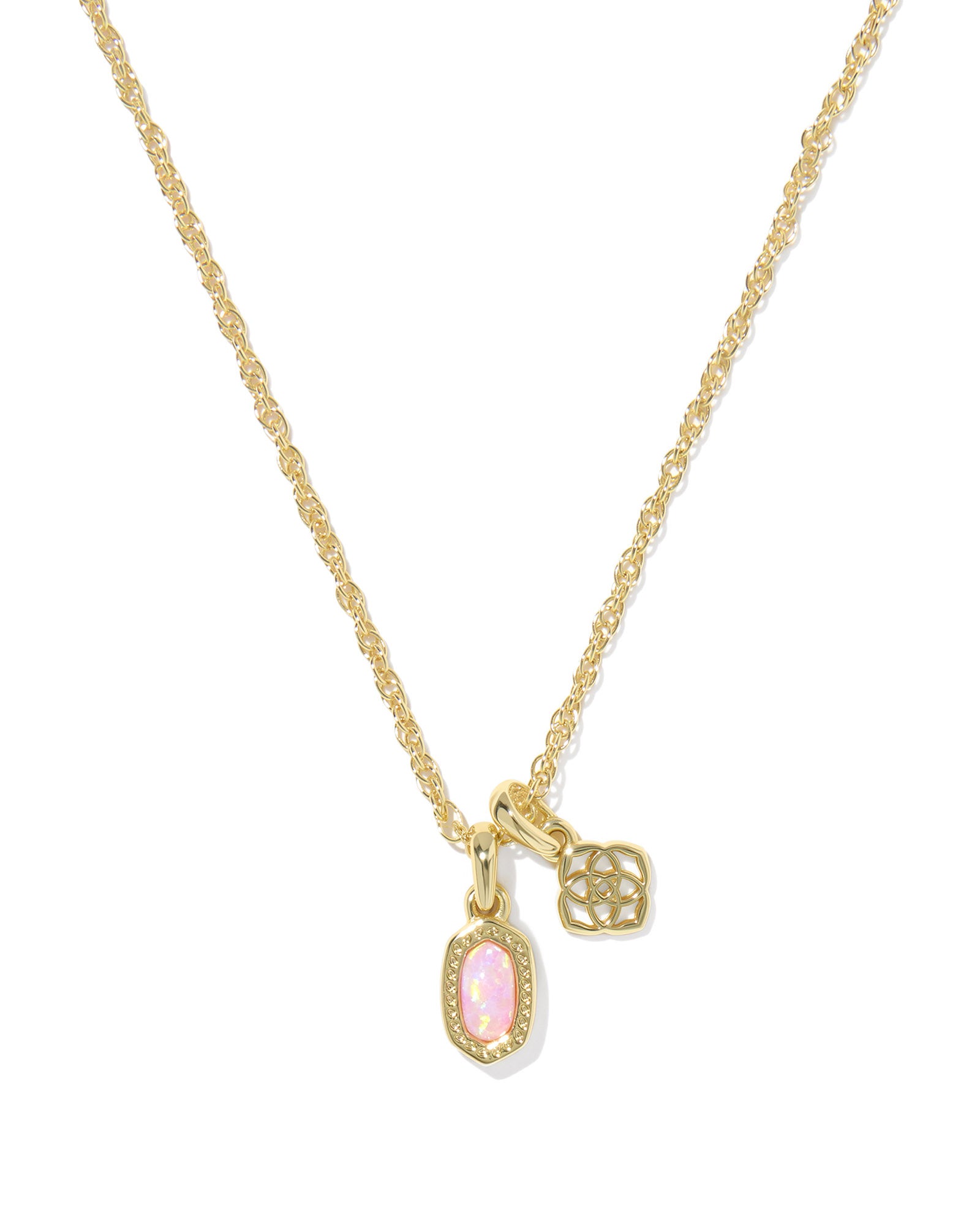 Kendra Scott Pendant necklace with pink stone and KS logo