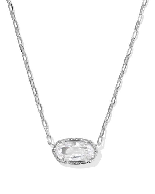 KENDRA SCOTT Elisa Silver Luxe Short Pendant Necklace in White CZ