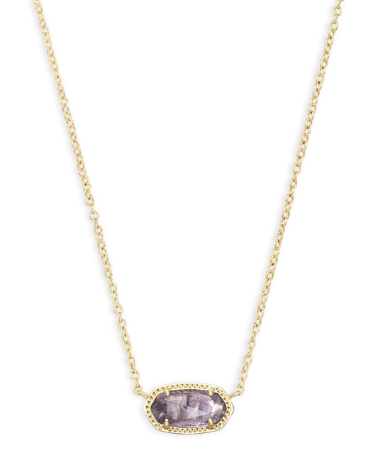 Necklace with a purple gemstone pendant on a white background