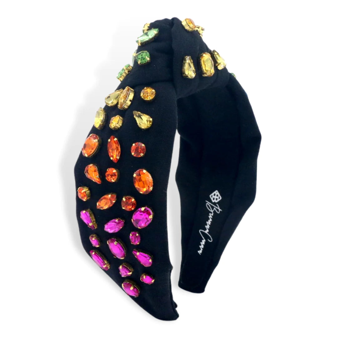 BOUTIQUE BRIANNA CANNON HEADBAND RAINBOW CRYSTALS BLACK